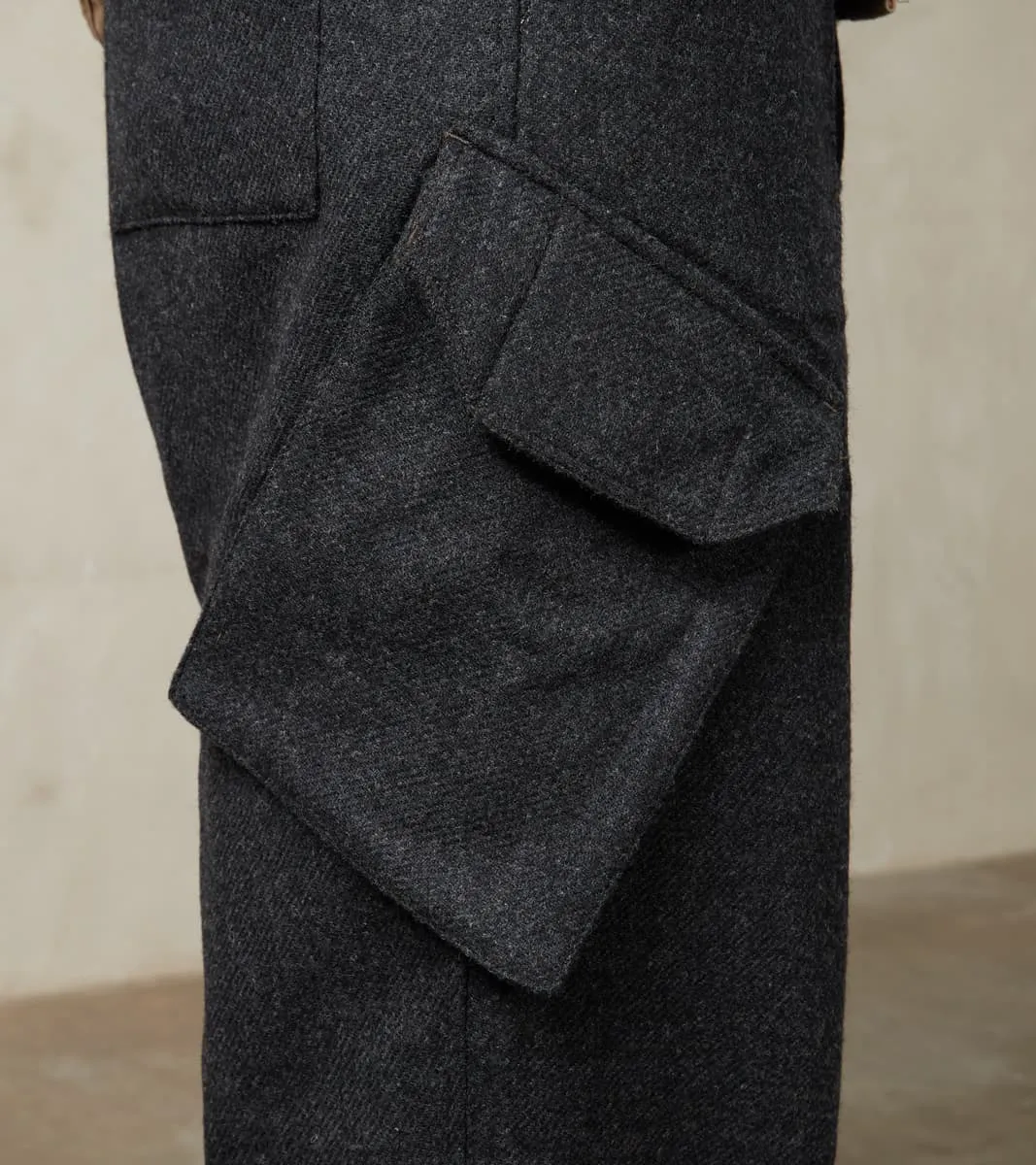 Swiss Army Cargo Trousers - Abraham Moon® Coal Merino Twill