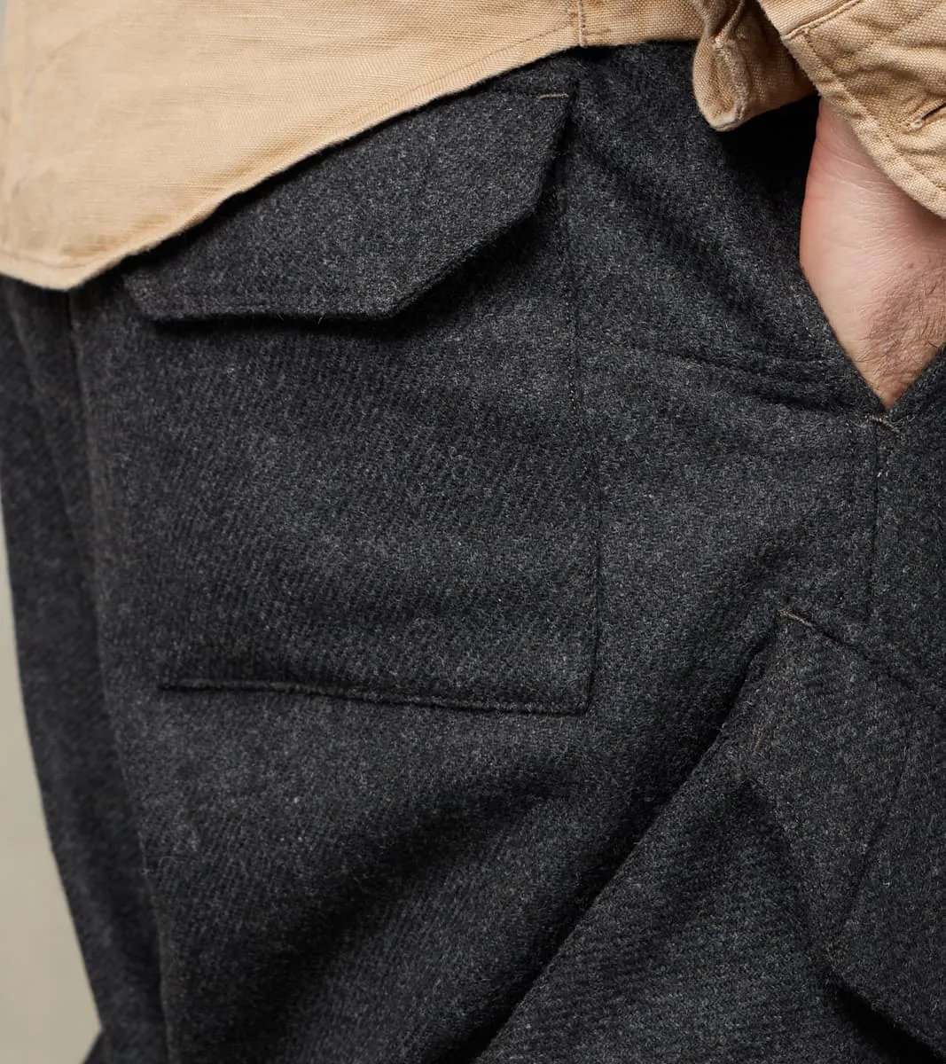 Swiss Army Cargo Trousers - Abraham Moon® Coal Merino Twill