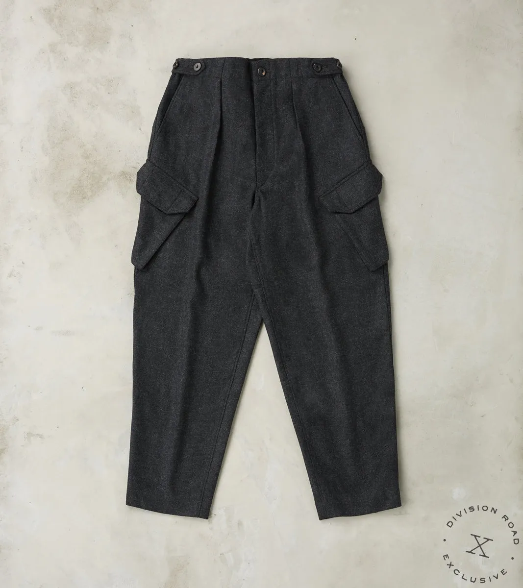 Swiss Army Cargo Trousers - Abraham Moon® Coal Merino Twill