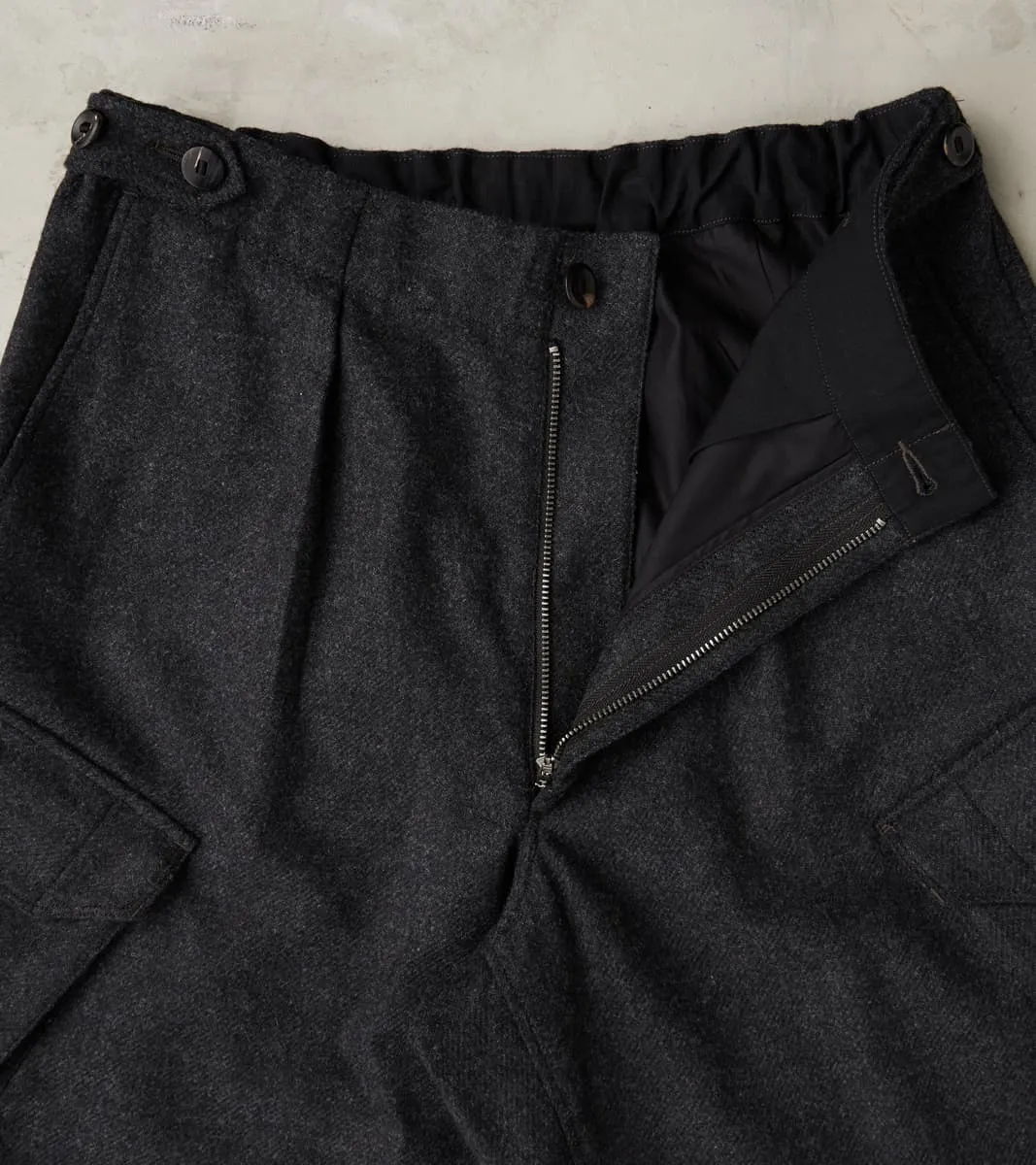 Swiss Army Cargo Trousers - Abraham Moon® Coal Merino Twill