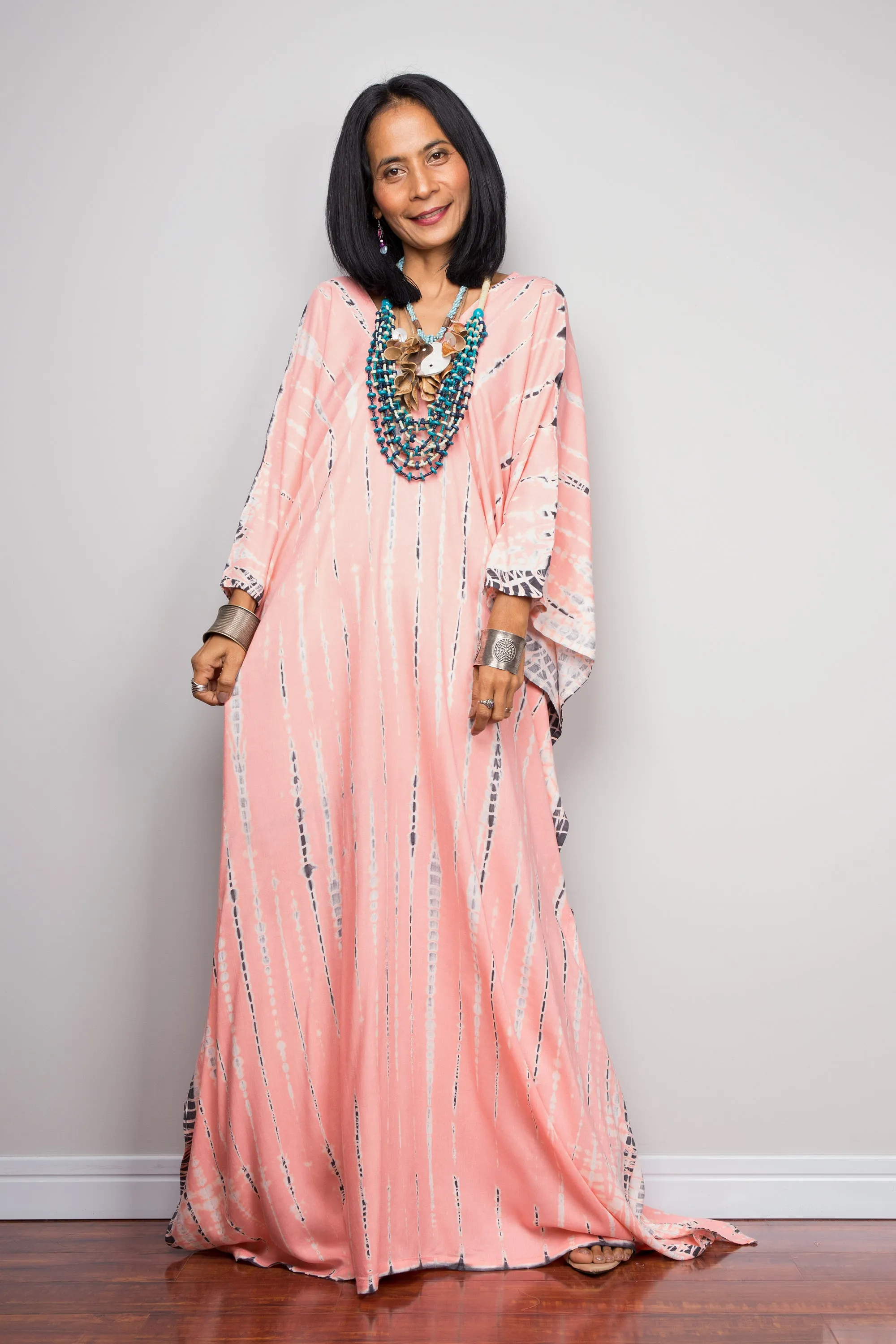 Tie dye kaftan, Beach dress, Long Pink Maxi dress, resort Kaftan, Summer kaftan, Loungewear