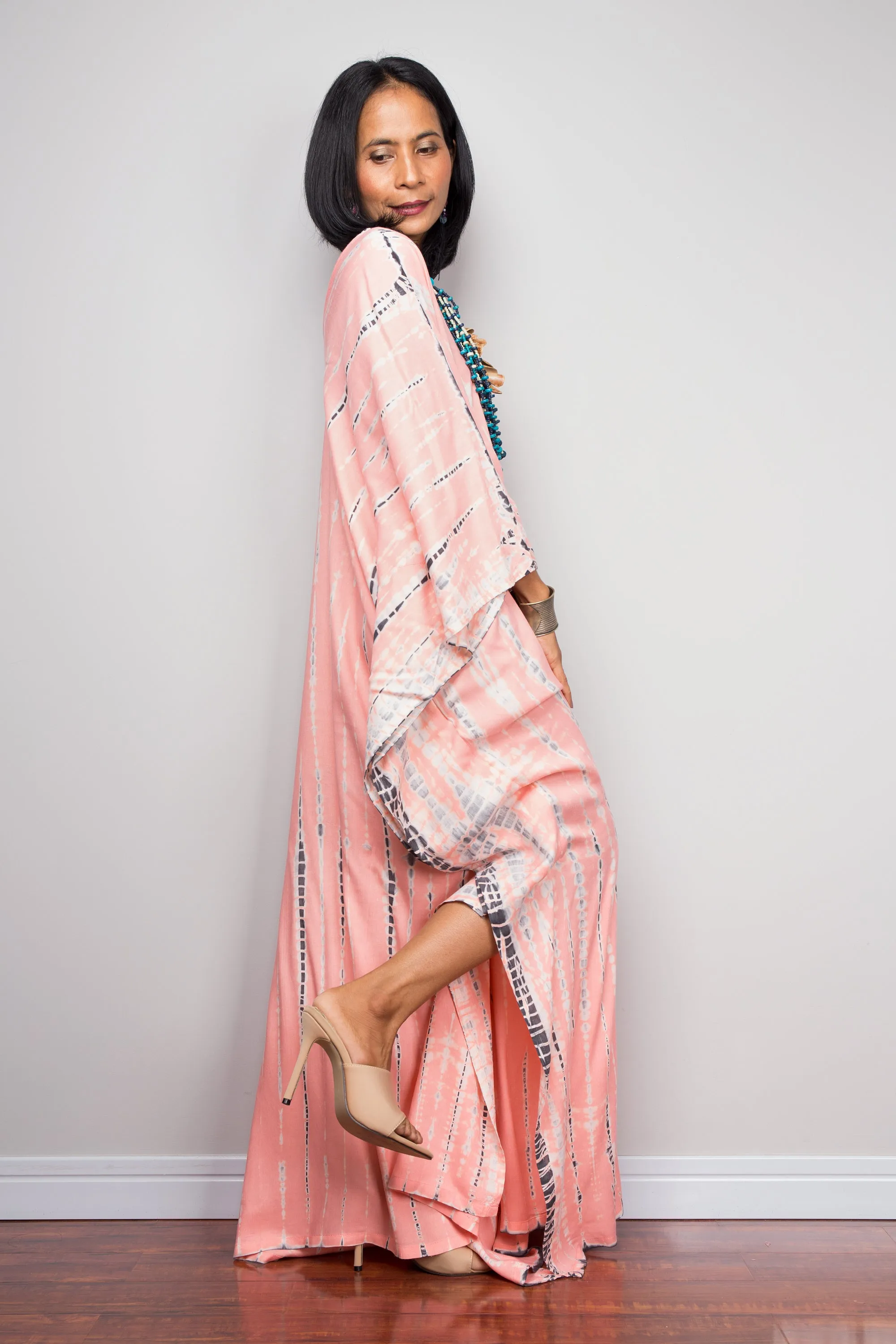 Tie dye kaftan, Beach dress, Long Pink Maxi dress, resort Kaftan, Summer kaftan, Loungewear