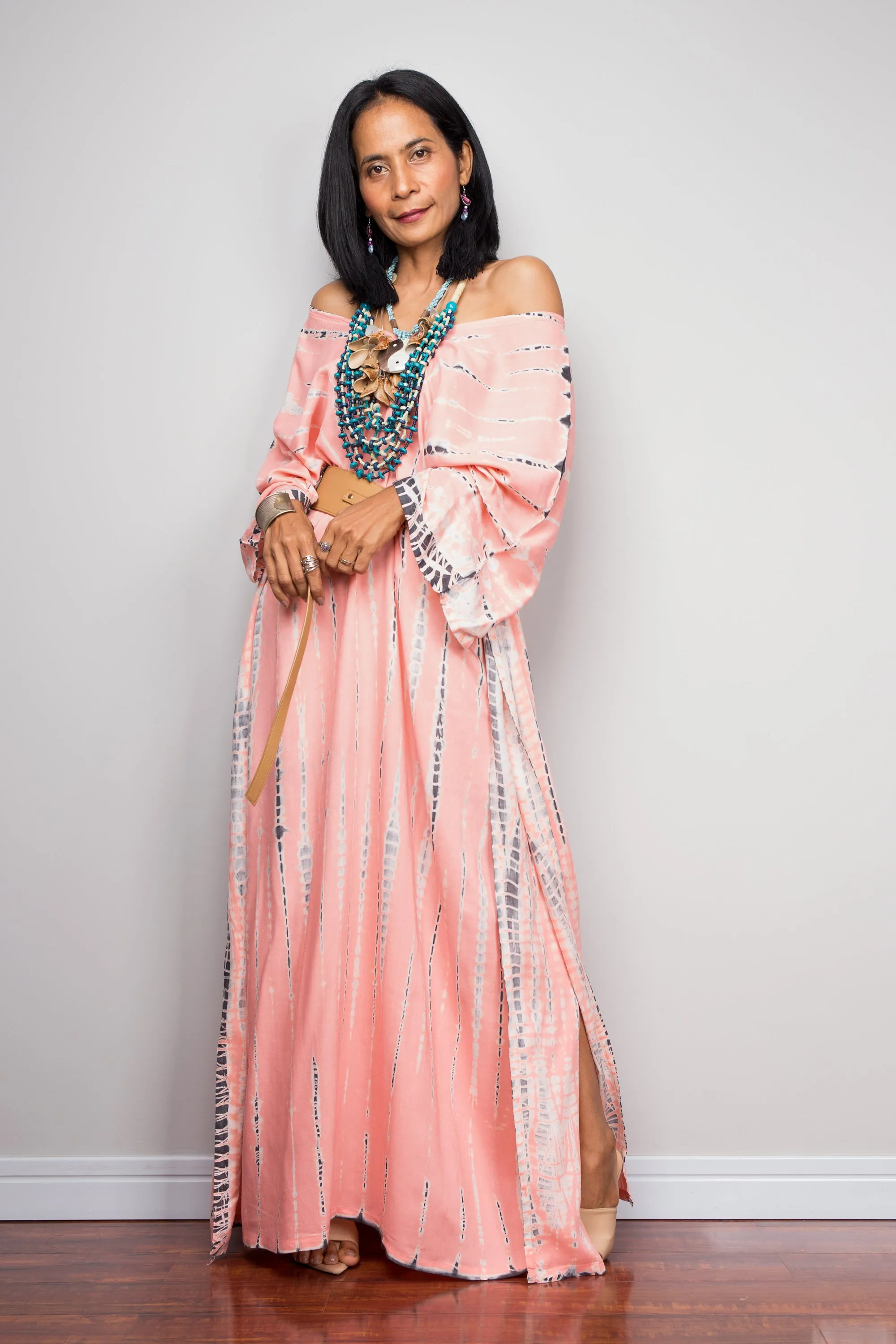 Tie dye kaftan, Beach dress, Long Pink Maxi dress, resort Kaftan, Summer kaftan, Loungewear