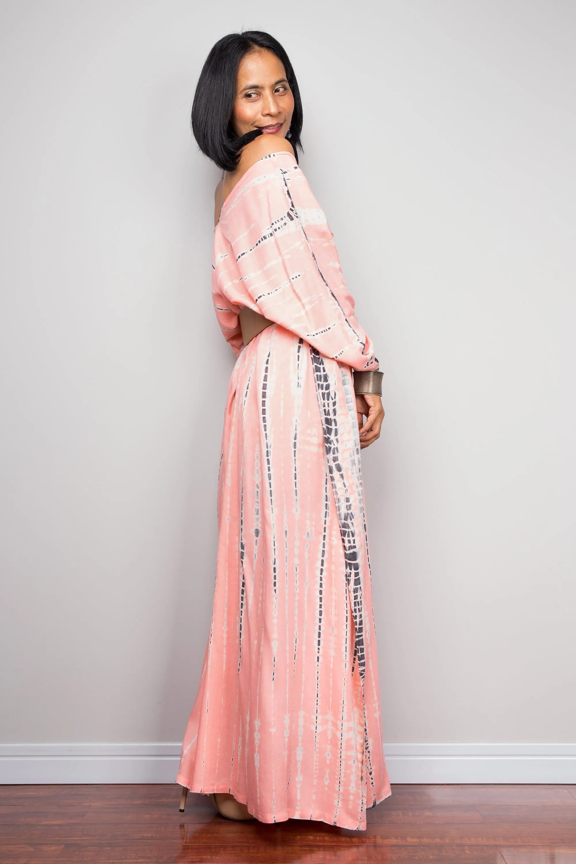 Tie dye kaftan, Beach dress, Long Pink Maxi dress, resort Kaftan, Summer kaftan, Loungewear