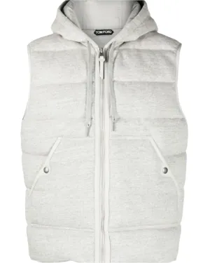 Tom Ford Mens Cotton Logo Vest in Ash Gray