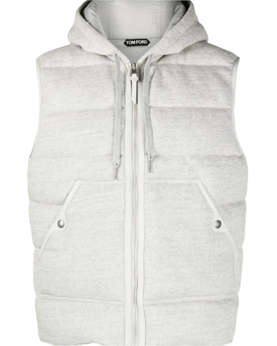 Tom Ford Mens Cotton Logo Vest in Ash Gray