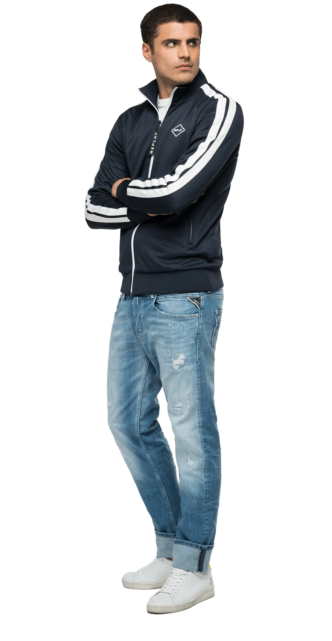 Turtleneck Full-Zipper Sweatshirt