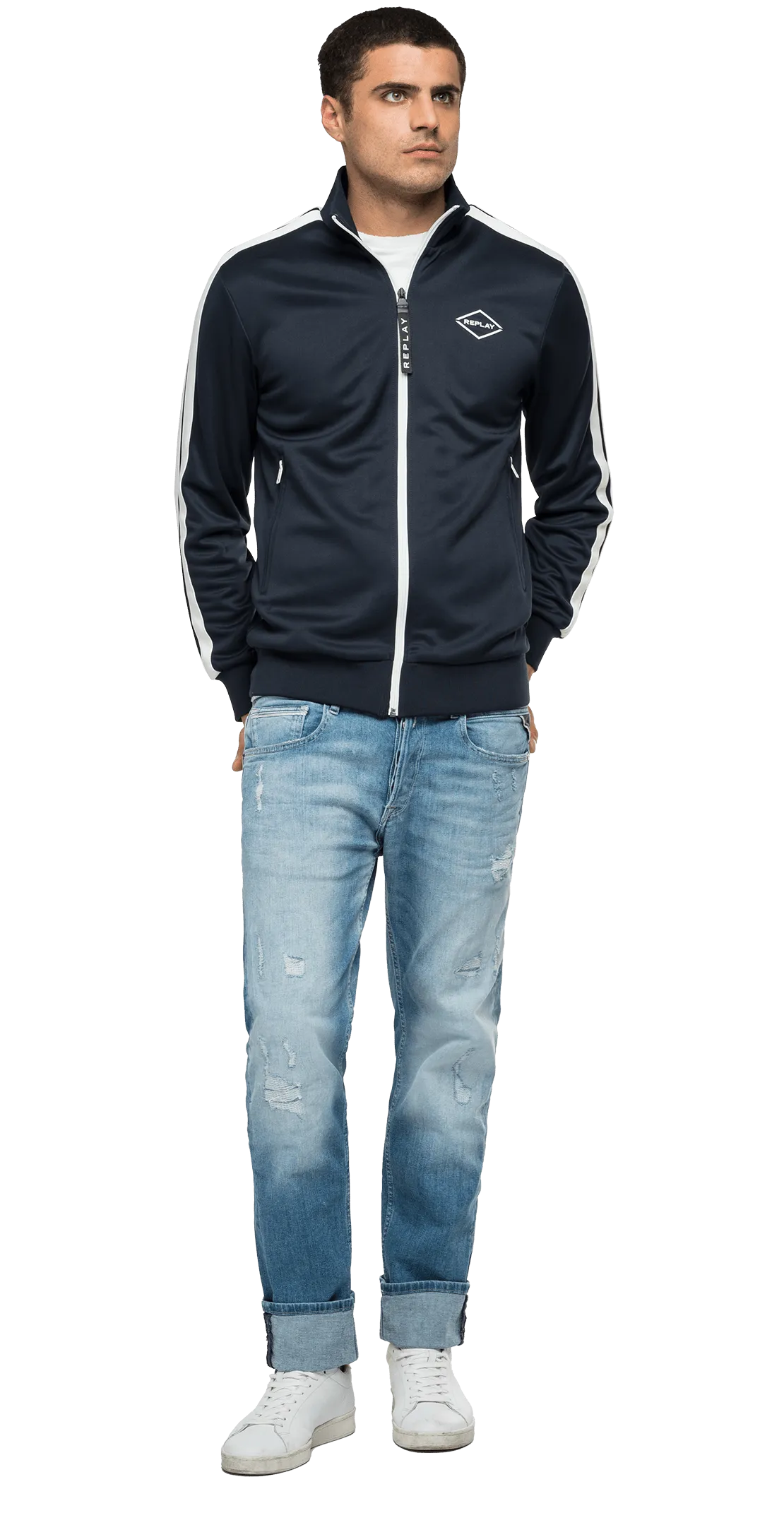 Turtleneck Full-Zipper Sweatshirt