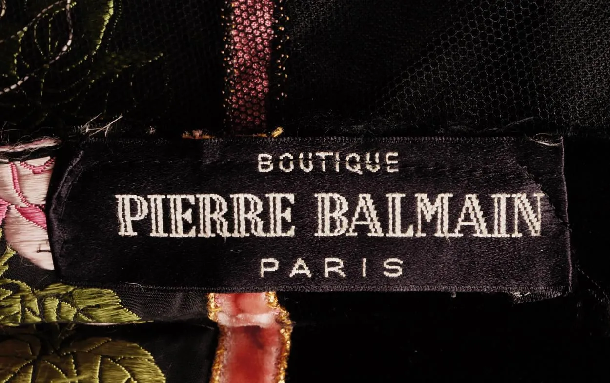 Vintage 1950s Pierre Balmain Velvet Circle Skirt with Rose Pattern Velvet Ribbon