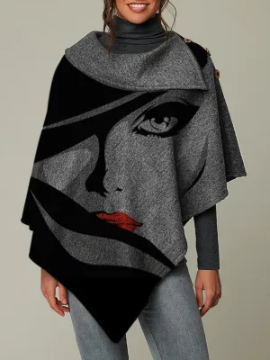 Vintage Abstract Turtleneck Women's Shirts