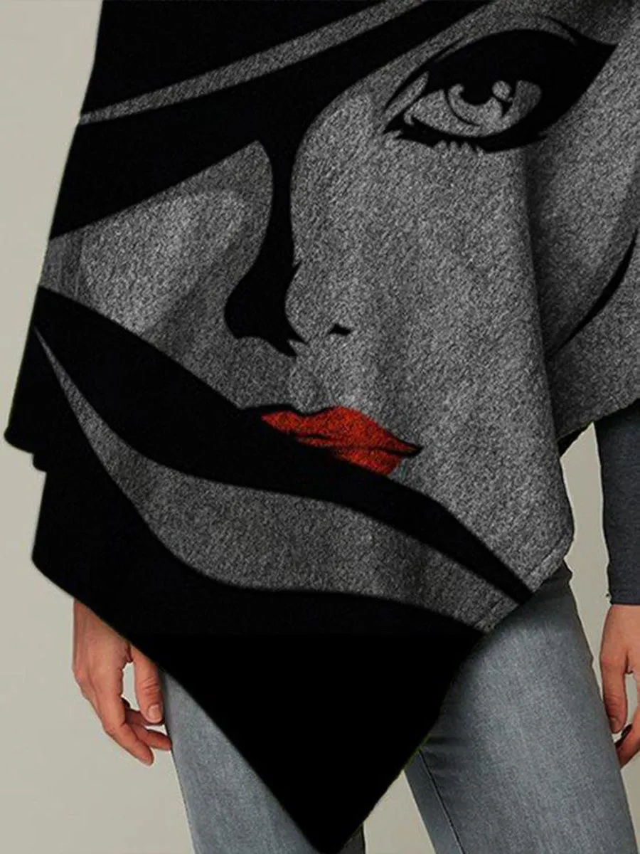 Vintage Abstract Turtleneck Women's Shirts