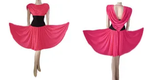 *VINTAGE I. MAGNIN GRAND SWEEP SPRING & SUMMER PARTY DRESS IN GERANIUM