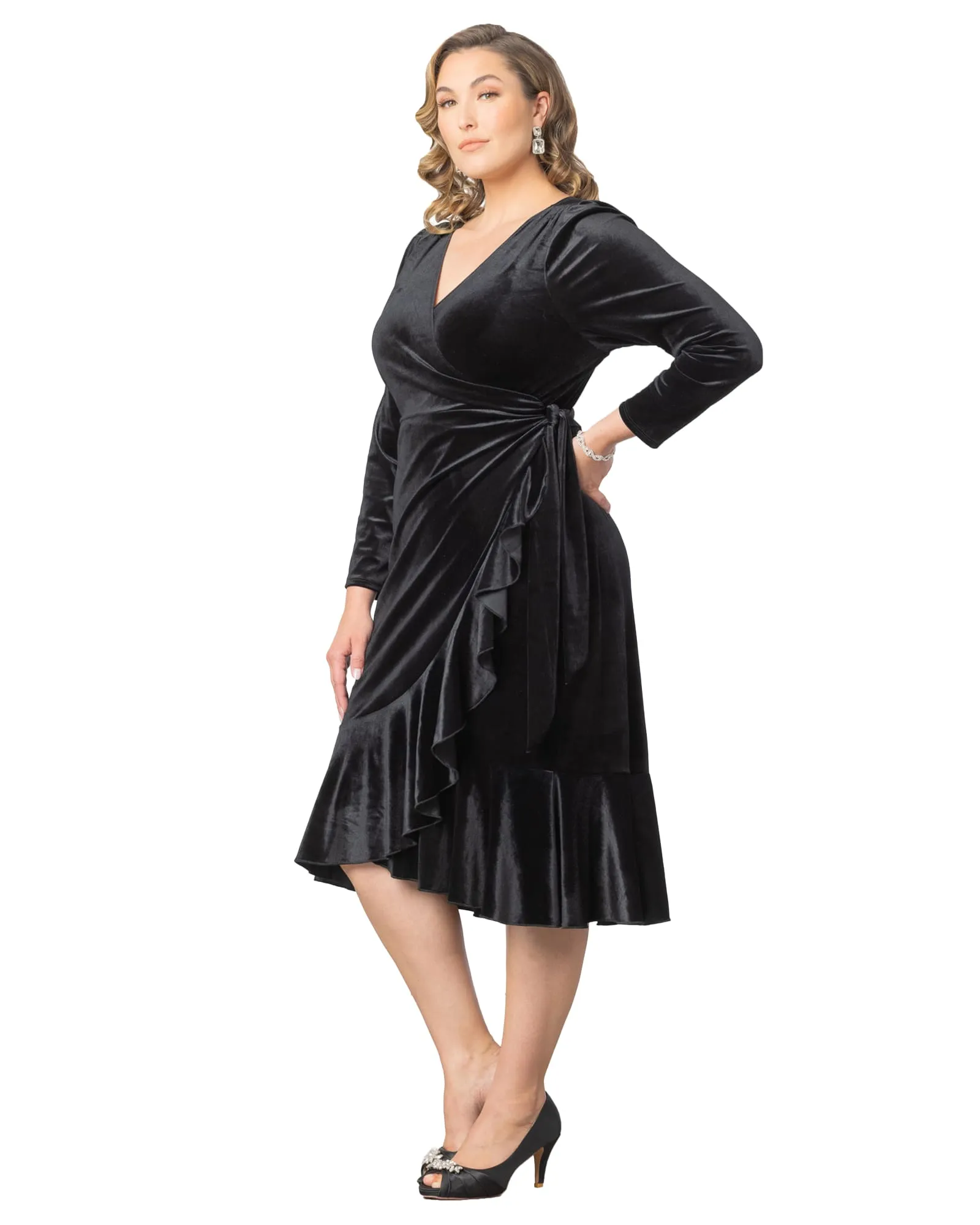 Viola Velvet Long Sleeve Wrap Dress | ONYX