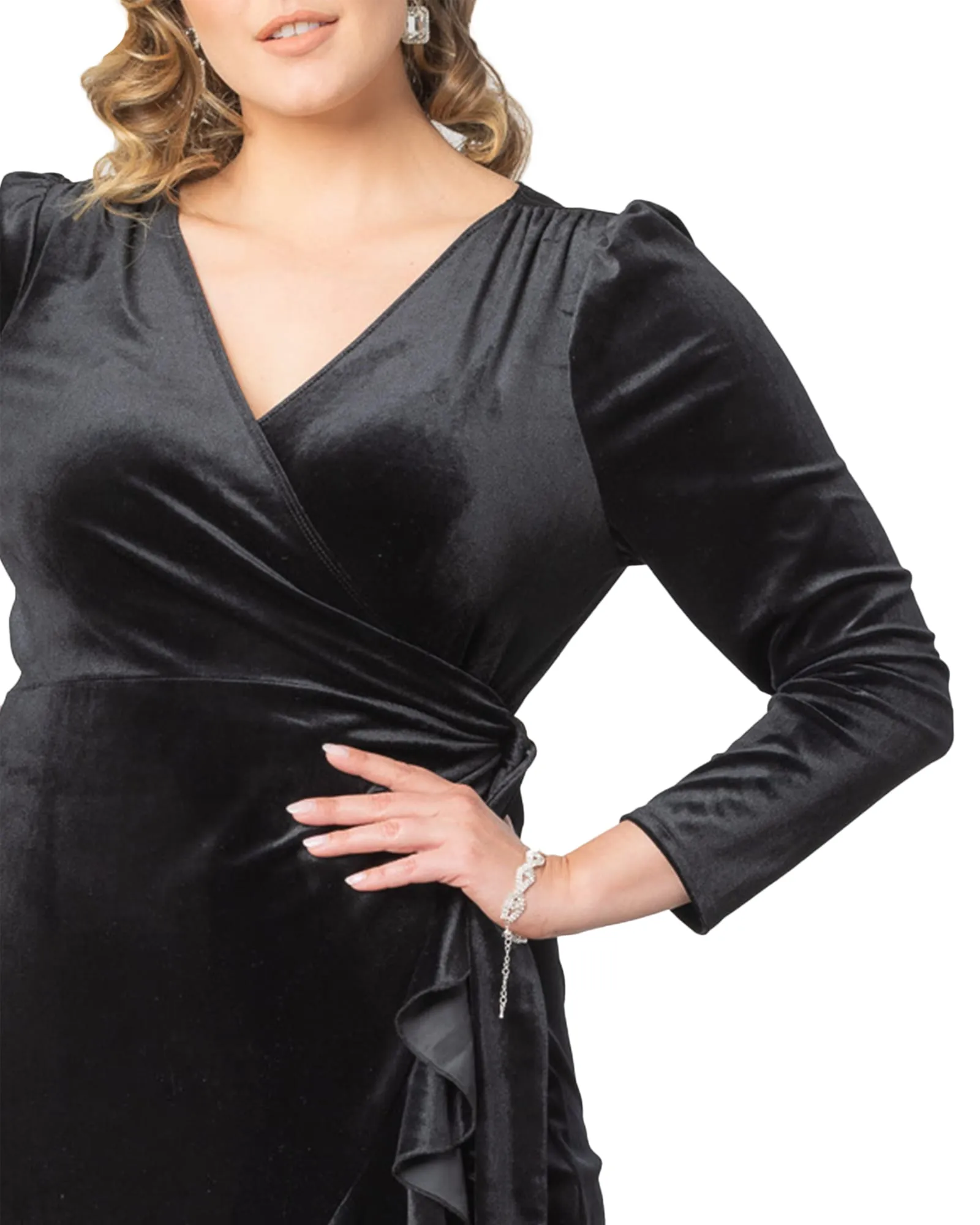 Viola Velvet Long Sleeve Wrap Dress | ONYX