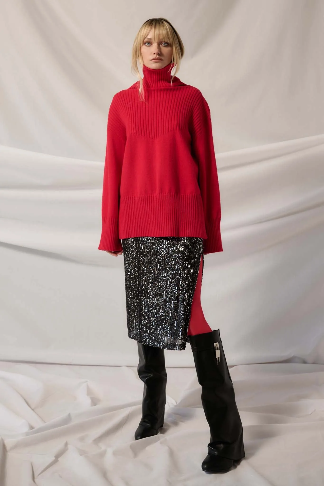 Warmest Regards Split-Hem Turtleneck Sweater