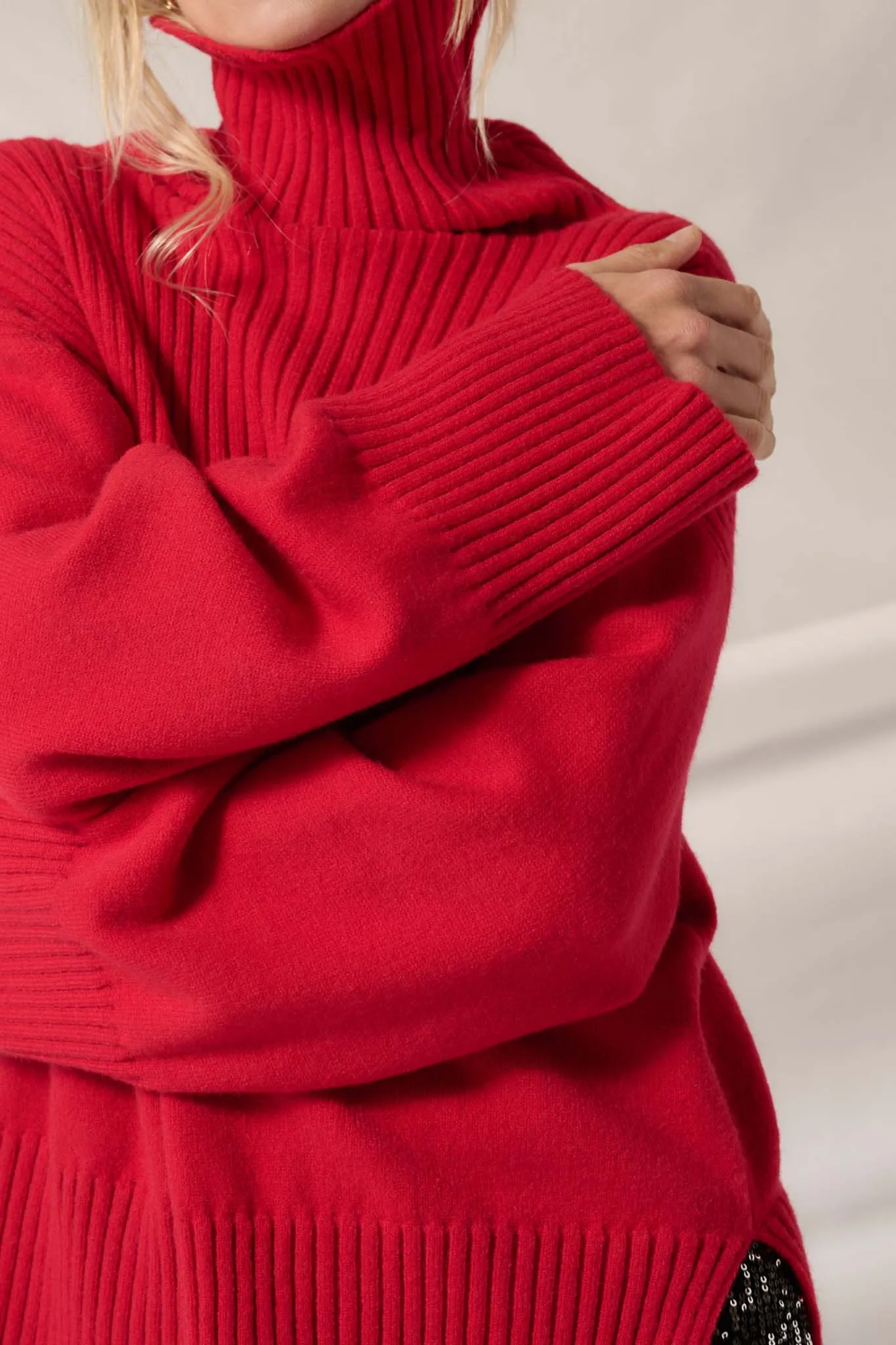 Warmest Regards Split-Hem Turtleneck Sweater