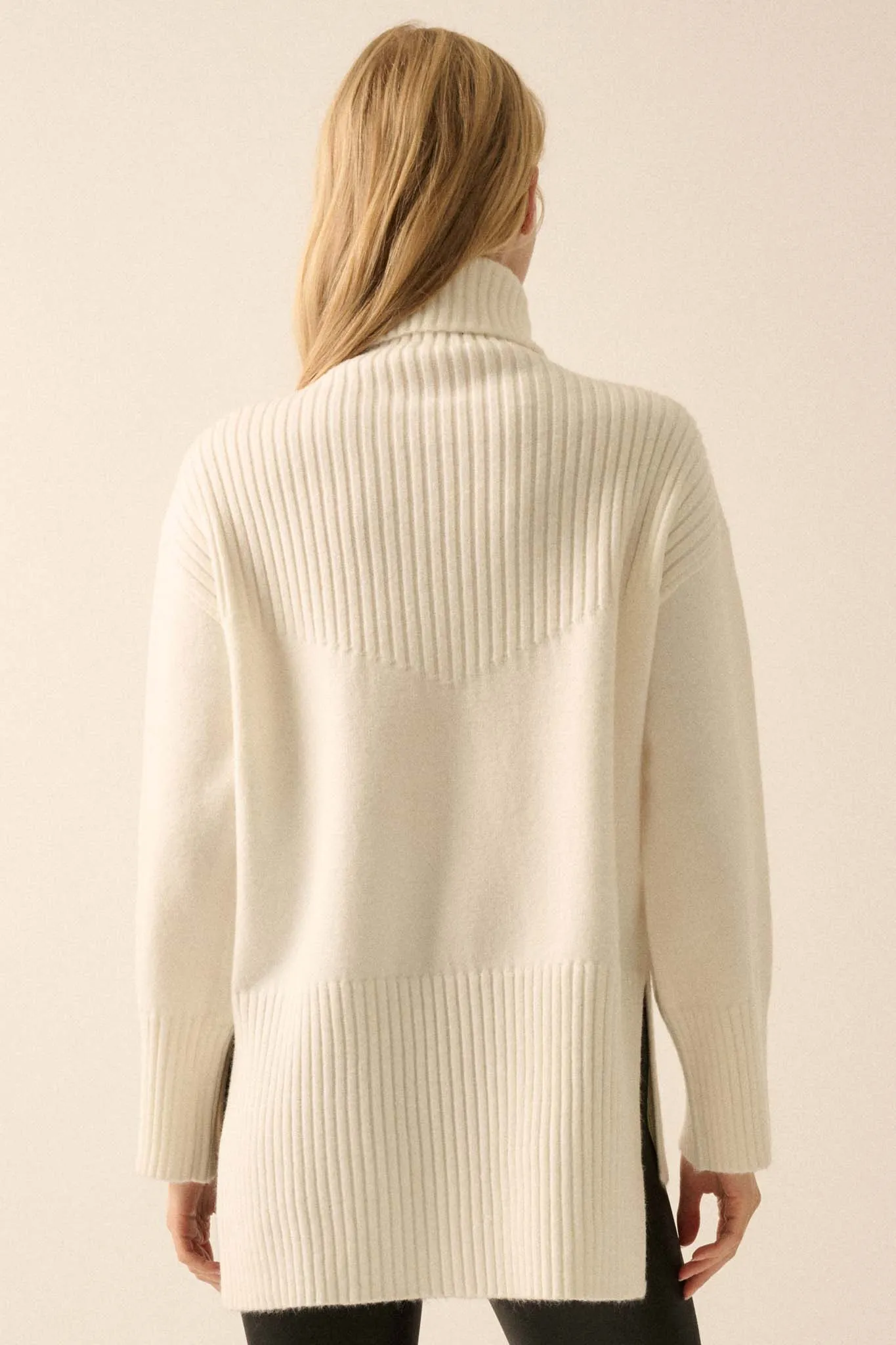 Warmest Regards Split-Hem Turtleneck Sweater