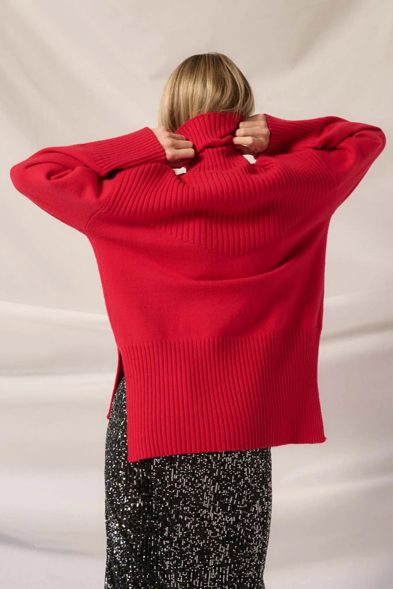 Warmest Regards Split-Hem Turtleneck Sweater
