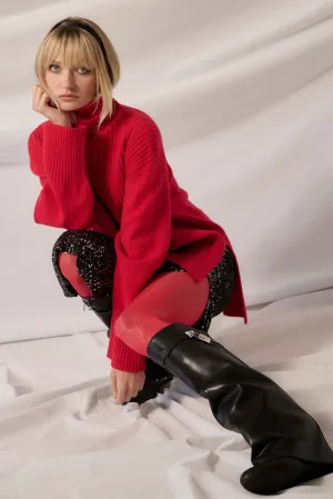 Warmest Regards Split-Hem Turtleneck Sweater