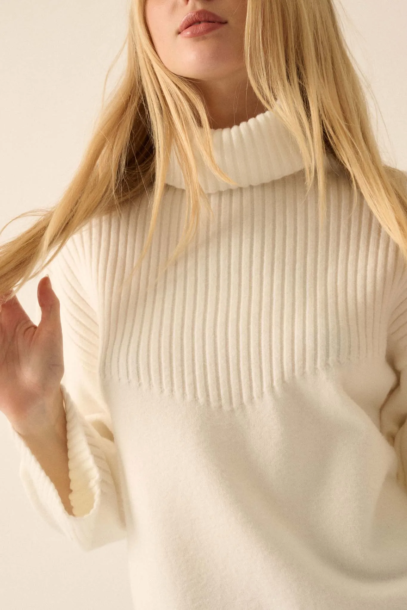 Warmest Regards Split-Hem Turtleneck Sweater