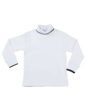 White Turtleneck Shirt with Black Tipping
