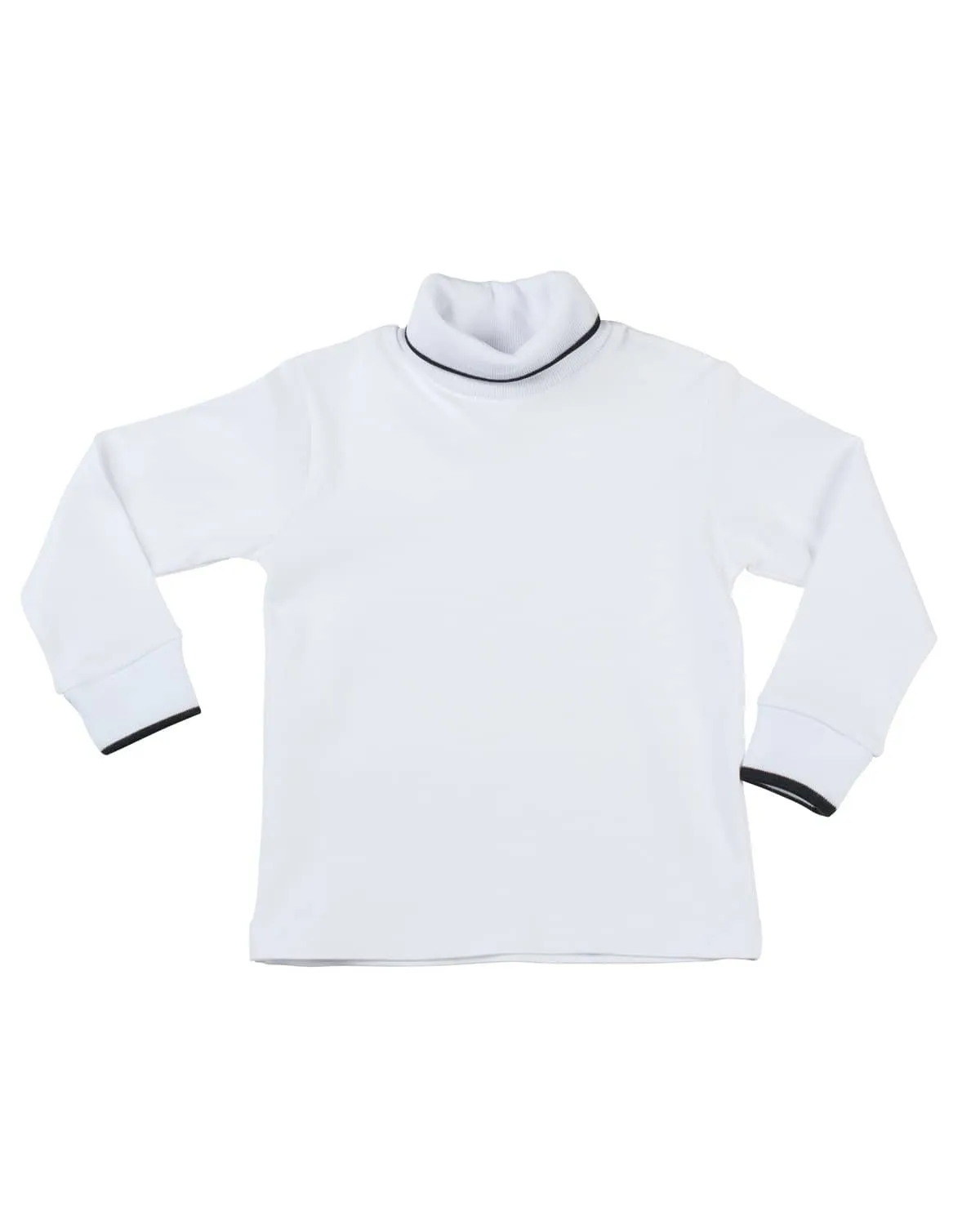 White Turtleneck Shirt with Black Tipping