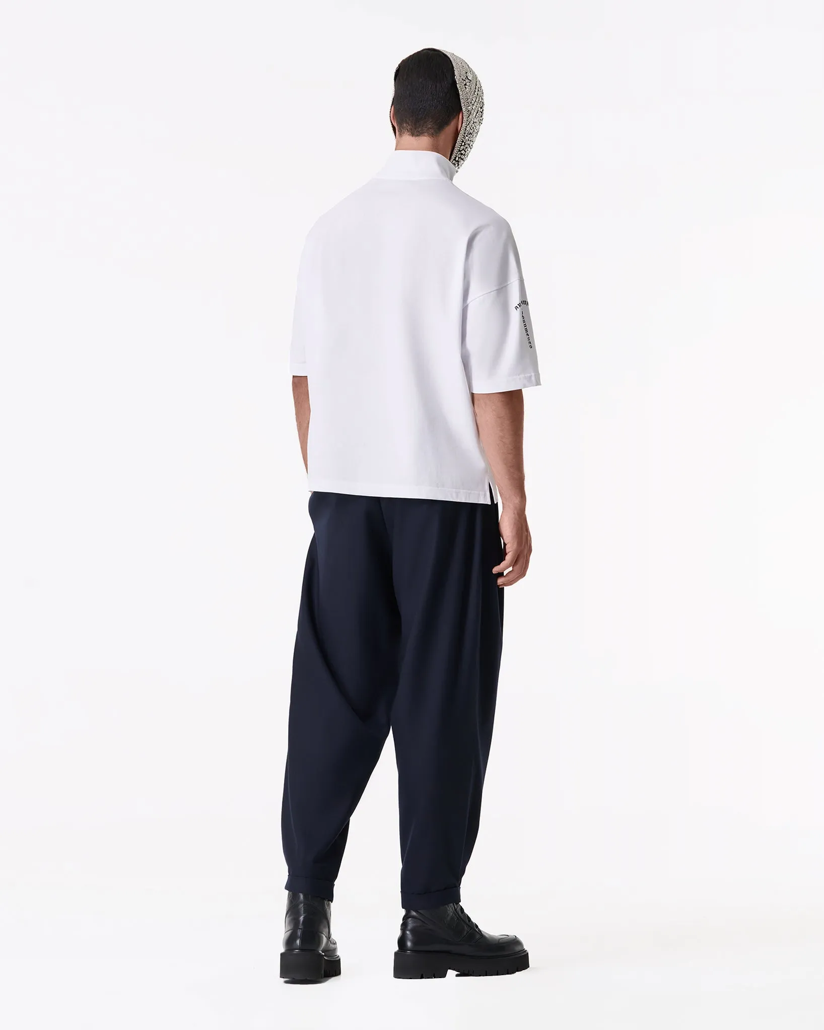 White turtleneck t-shirt with logo