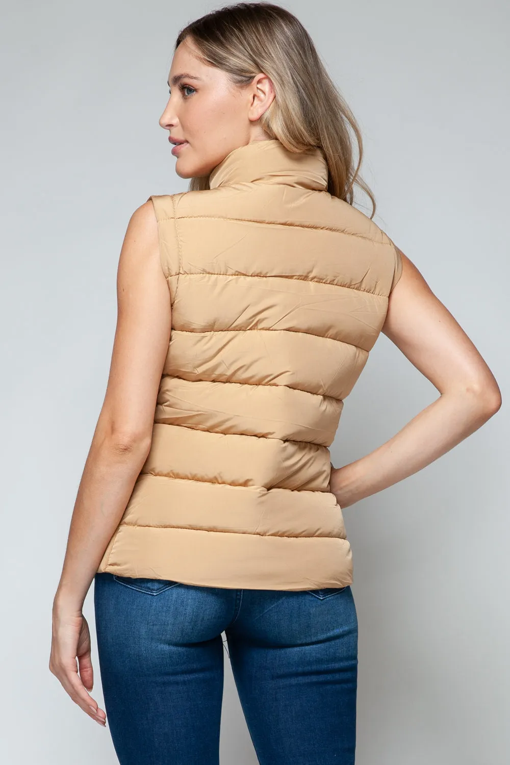Women Snobbish Zip Up Turtleneck Vest with Pockets