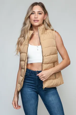 Women Snobbish Zip Up Turtleneck Vest with Pockets