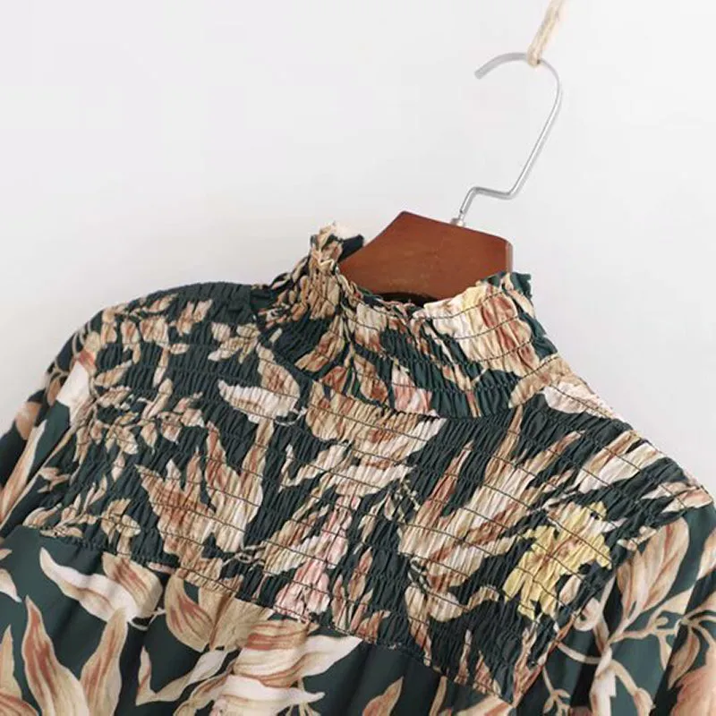 Women Vintage Floral Print Dress Casual Loose
