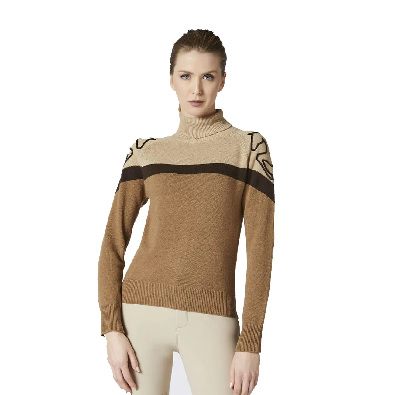 WOMEN&#x27;S TURTLENECK WITH DECORATION CHAMOIS BEIGE