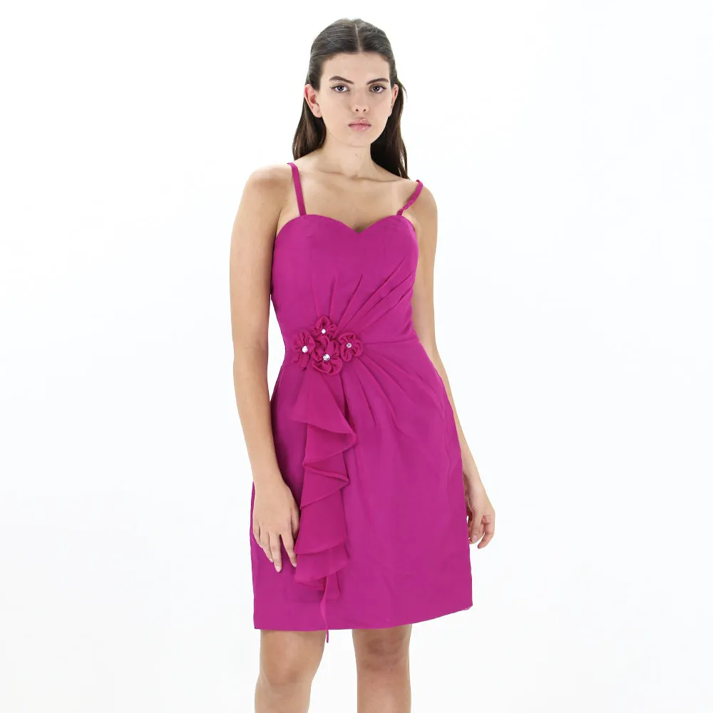 Women's Wrap Side Formal Dress,Fushia