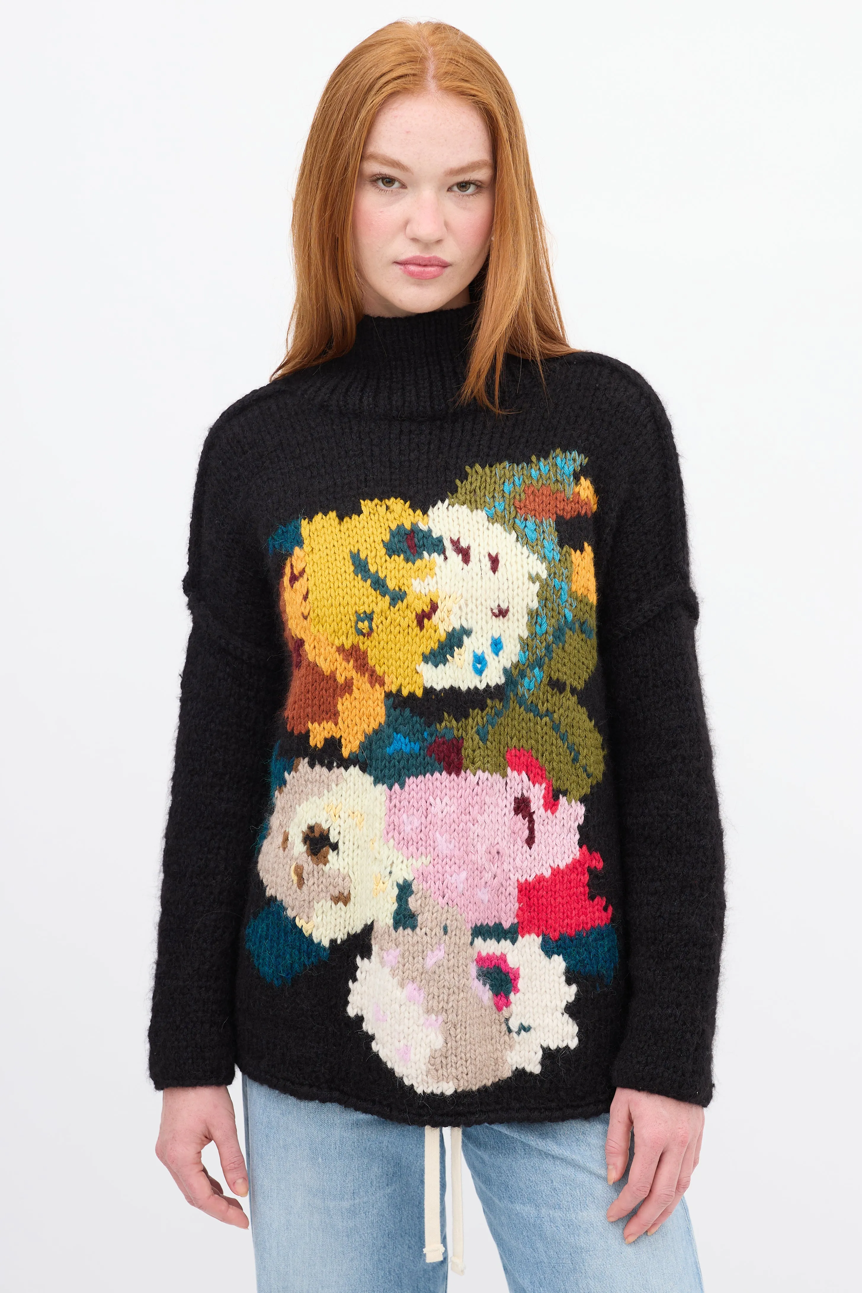 X Augden Black & Multi Reverse Seam Intarsia Turtleneck Sweater