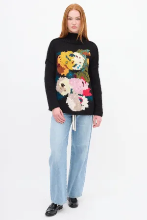 X Augden Black & Multi Reverse Seam Intarsia Turtleneck Sweater