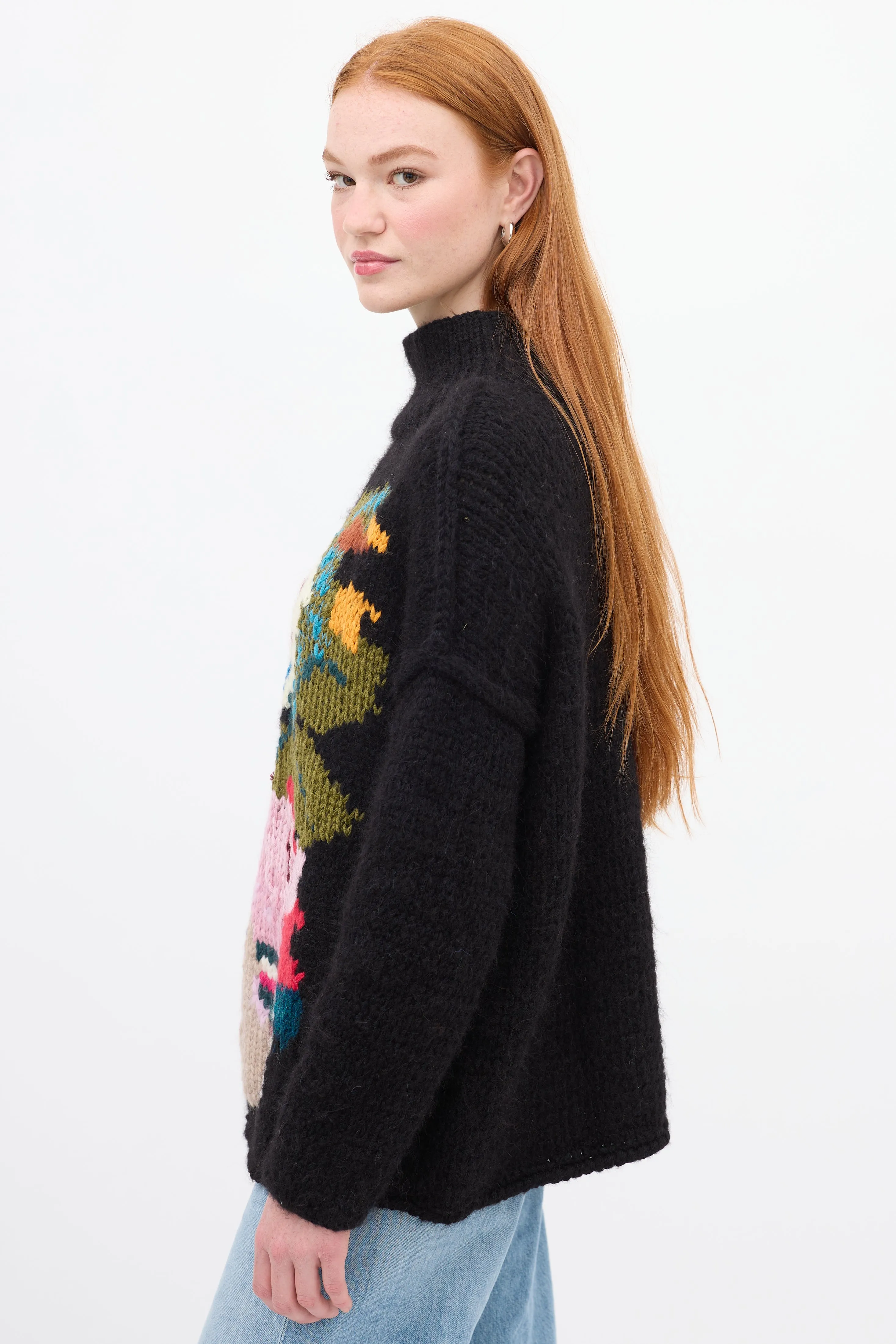 X Augden Black & Multi Reverse Seam Intarsia Turtleneck Sweater
