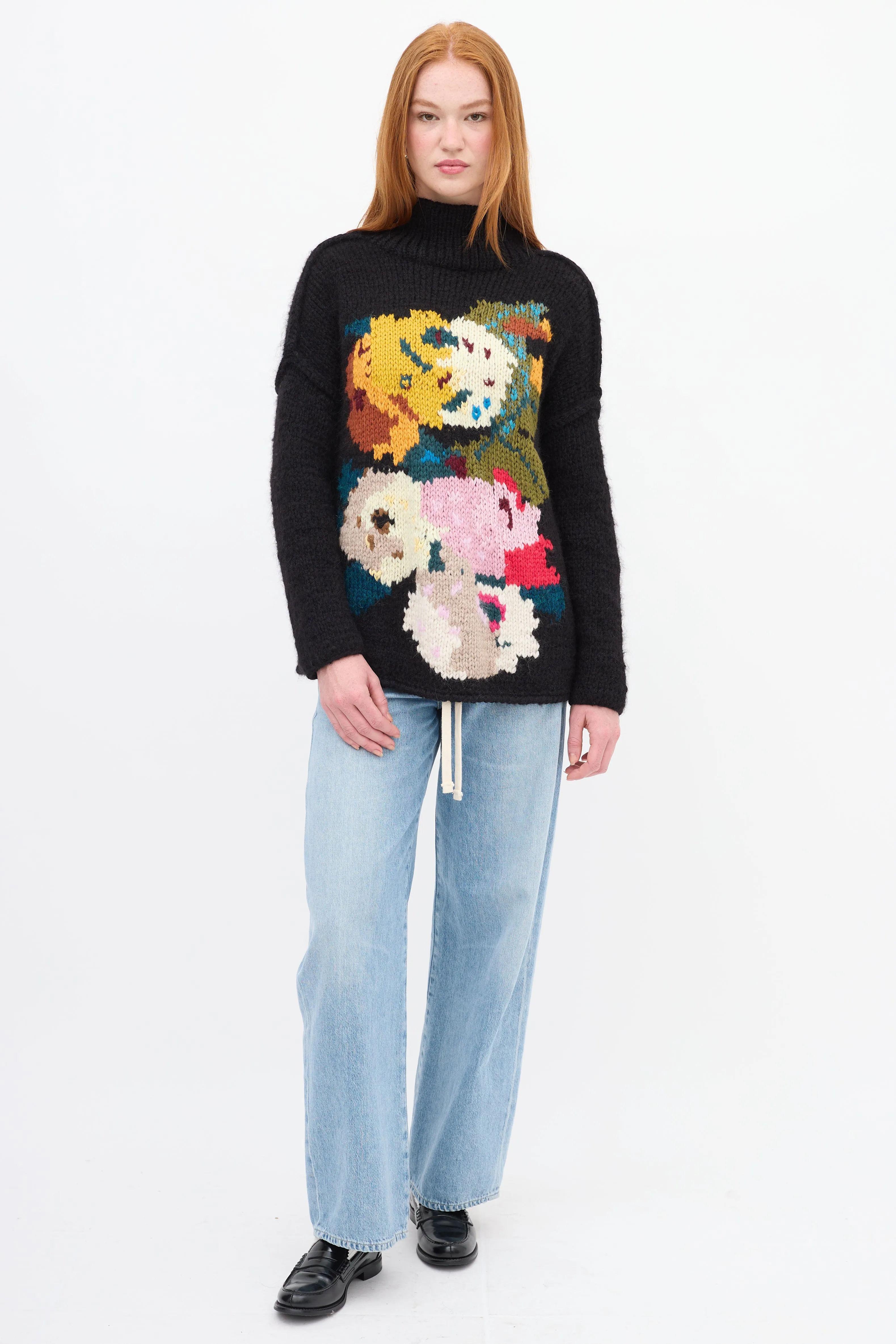 X Augden Black & Multi Reverse Seam Intarsia Turtleneck Sweater