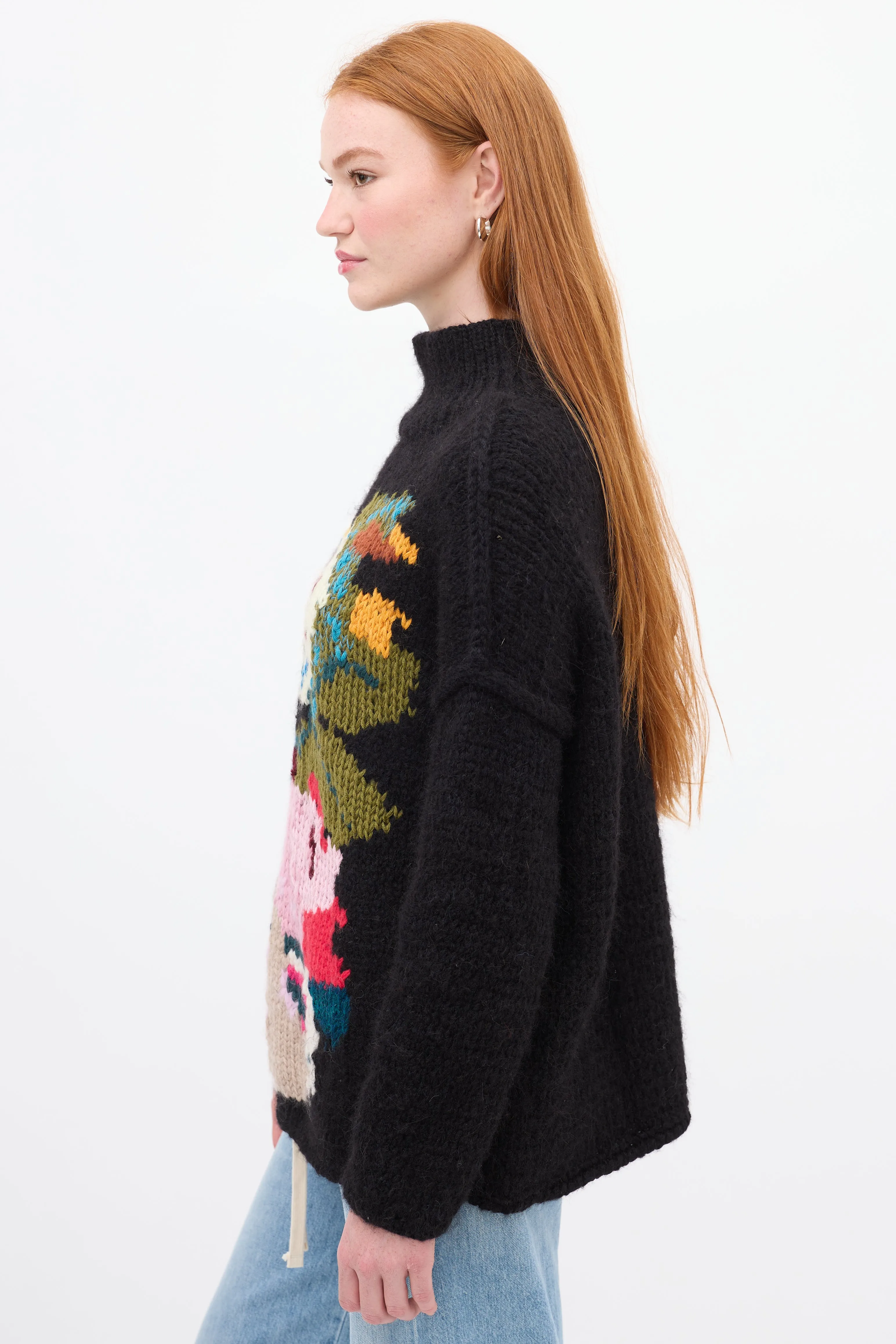 X Augden Black & Multi Reverse Seam Intarsia Turtleneck Sweater