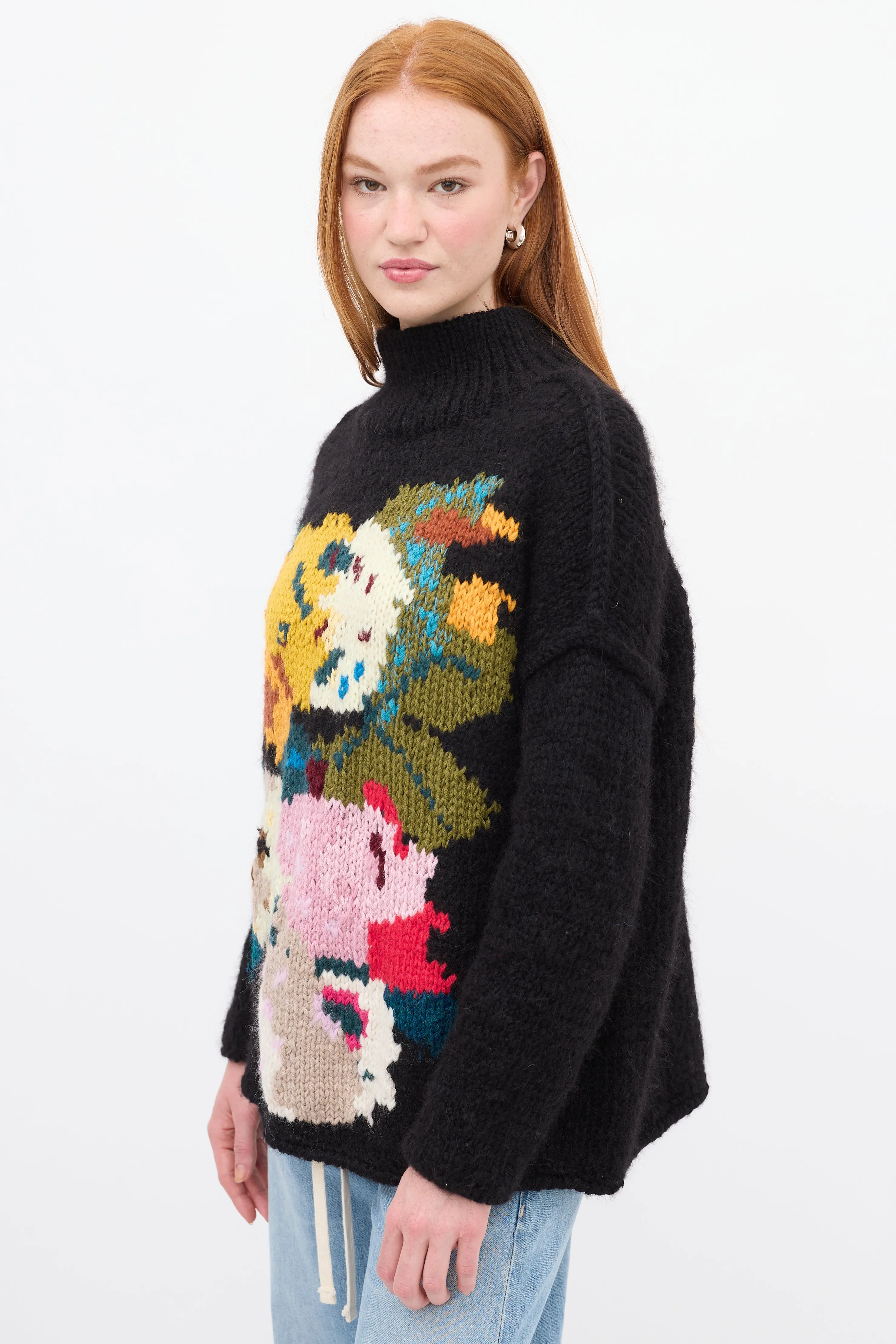 X Augden Black & Multi Reverse Seam Intarsia Turtleneck Sweater