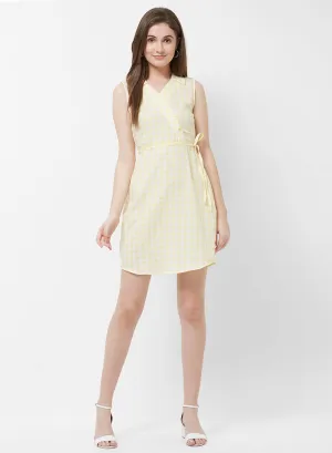 Yellow Checkered Sleeveless Dress
