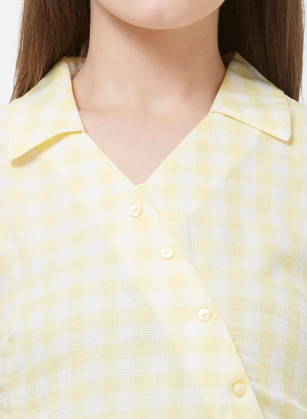 Yellow Checkered Sleeveless Dress